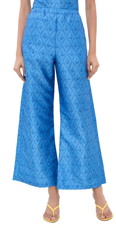 La Maregold The Nicole Pants Sapphire Lattice Floral In Blue
