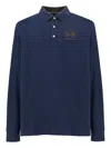 La Martina Beato Long-sleeve Logo-embroidered Polo Shirt In Blue