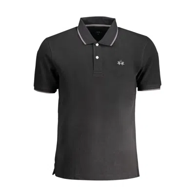 La Martina Black Cotton Men Polo Shirt In Brown