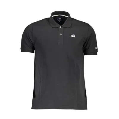 La Martina Black Cotton Polo Men's Shirt
