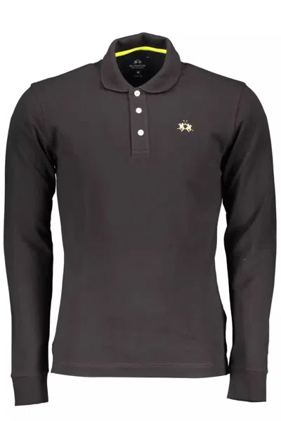 La Martina Black Cotton Polo Shirt