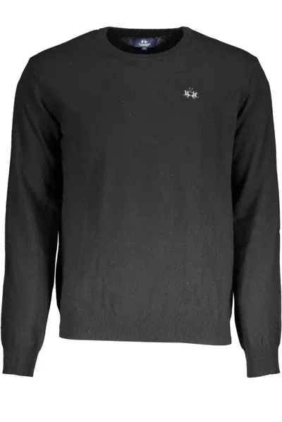 La Martina Logo-embroidered Long-sleeve T-shirt In Black