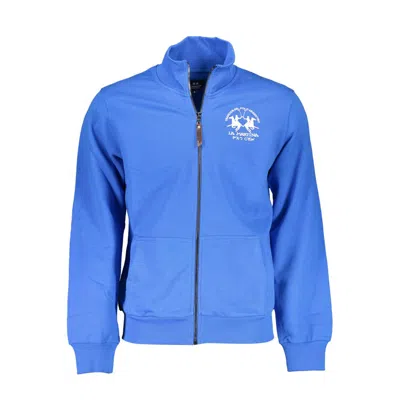 La Martina Zip-up Cotton Sweatshirt In Blue