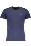 La Martina Elegant Crew Neck Cotton Tee With Embroidery In Blue