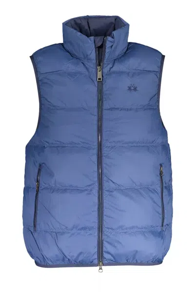 La Martina Quilted-design Gilet In Blue