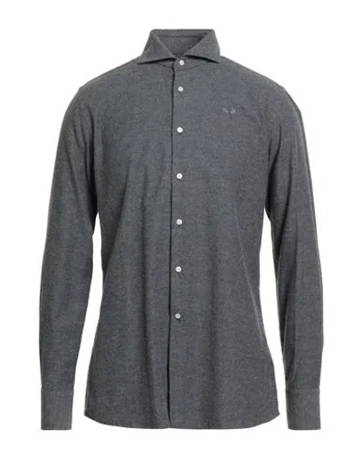 La Martina Blue Ribbon By Xacus Man Shirt Charcoal Size 17 ½ Cotton, Cashmere In Gray