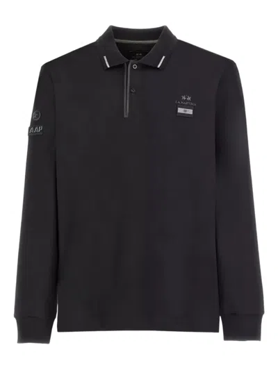 La Martina Booker Long-sleeve Polo Shirt In Black