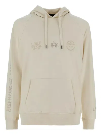 La Martina Buck Drawstring Hoodie In Neutral