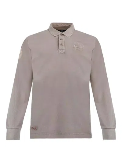 La Martina Byron Buttoned Long-sleeve Polo Shirt In Gray