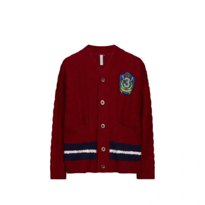 La Martina Cardigan Oversize En Laine Mélangée In Red