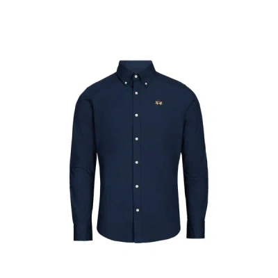 La Martina Colors Cotton-blend Stretch Shirt In Blue
