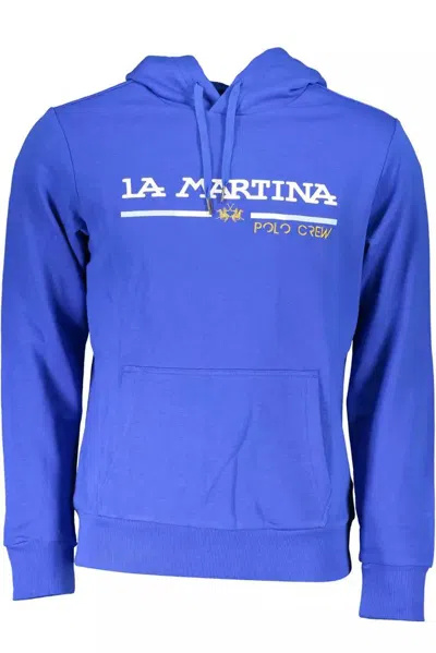La Martina Chic Blue Embroidered Hooded Sweatshirt In Red