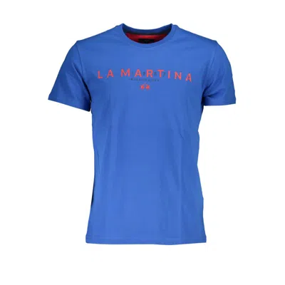 La Martina Chic Crew Neck Logo Tee In Cobalt Men's Blue