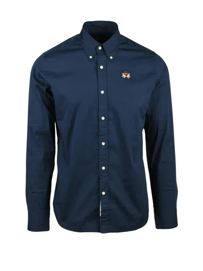 La Martina Colors Cotton-blend Stretch Shirt In Blue
