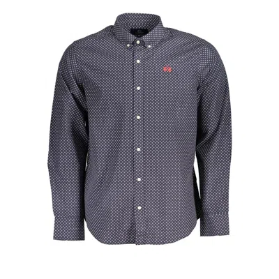 La Martina Blue Button-down Cotton Shirt With Embroidery