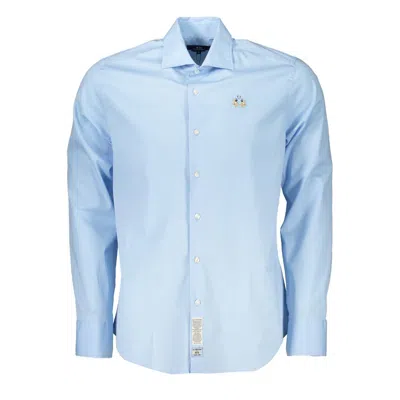 La Martina Elegant Slim Fit Long Sleeve French Collar Shirt In Blue