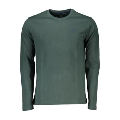 La Martina Elegant Crew Neck Green Tee With Embroidery