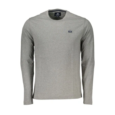 La Martina Elegant Long-sleeved Crew Neck Tee In Grey