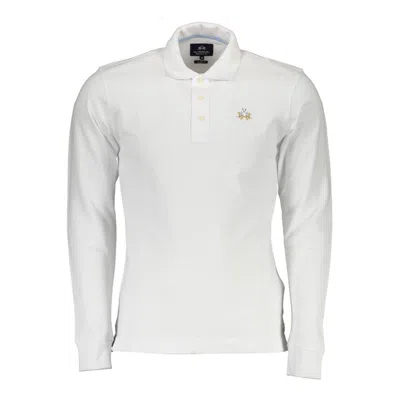 La Martina Elegant Slim Fit Polo With Embroidery Details In White