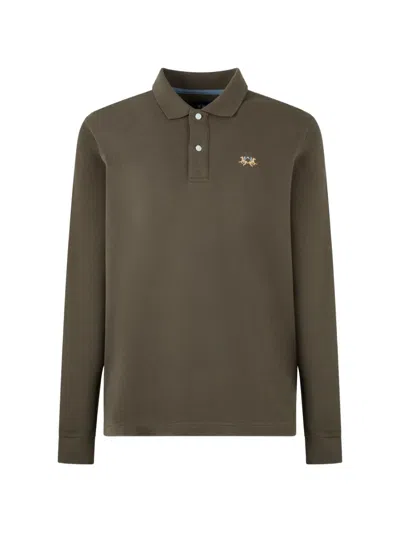 La Martina Doran Long-sleeve Piqué Polo Shirt In Green