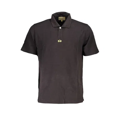 La Martina Elegant Black Cotton Polo Shirt Regular Men's Fit