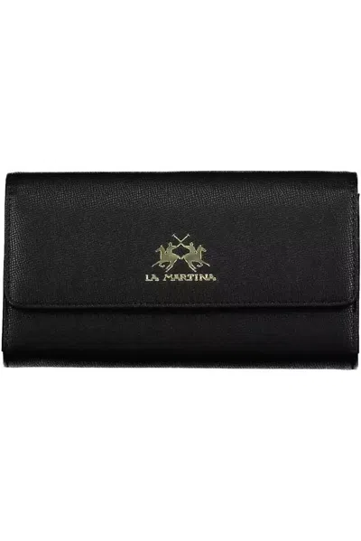 La Martina Elegant Black Polyethylene Wallet With Logo