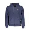 La Martina Elegant Blue Hooded Sweatshirt With Zip Detail