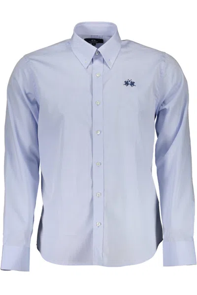 La Martina Elegant Cotton Men's Shirt In Blue