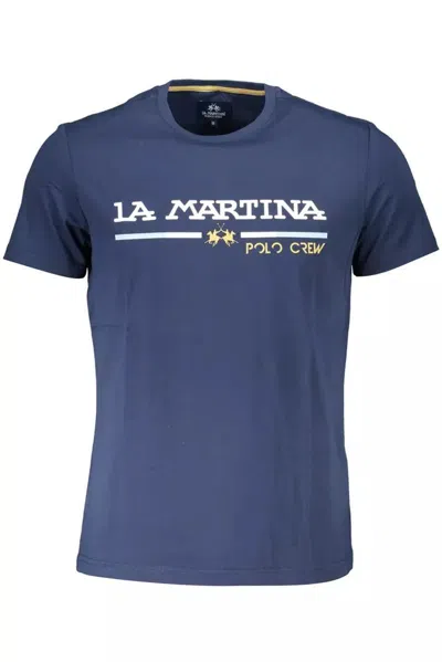 La Martina Elegant Cotton Tee With Iconic Men's Emblem In Blue