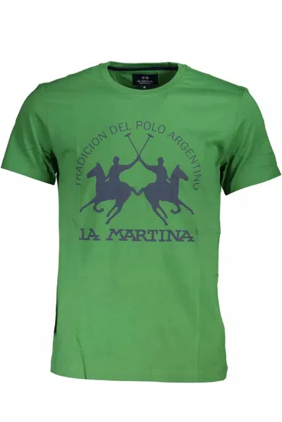 La Martina Elegant Cotton Tee With Iconic Men's Print In Green