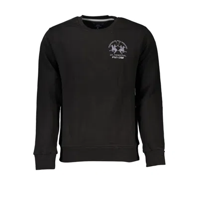 La Martina Elegant Crew Neck Fleece Sweatshirt In Black