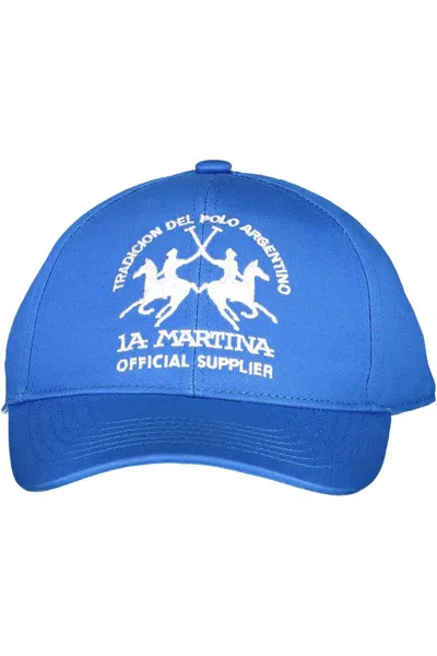 La Martina Elegant Embroide Cotton Visor Men's Cap In Blue