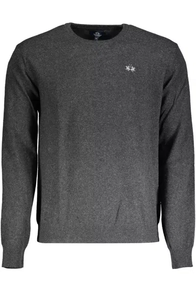 La Martina Elegant Gray Wool-blend Sweater In Grey