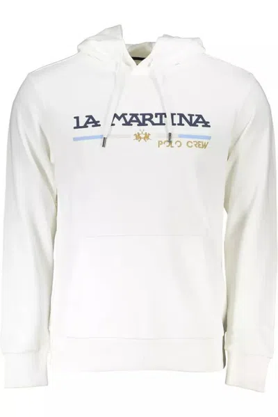 La Martina Elegant Hooded Sweatshirt With Men's Embroidery In White