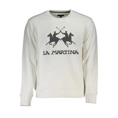 La Martina Elegant Long Sleeved Crew Neck Sweatshirt In White