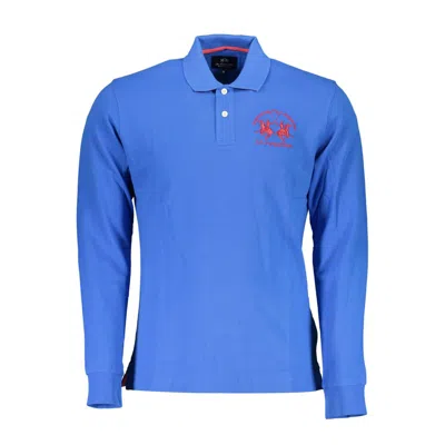 La Martina Elegant Long-sleeved Polo In Chic Blue