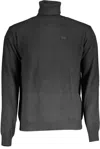 La Martina Elegant Black Turtleneck Sweater With Embroidery In Grey