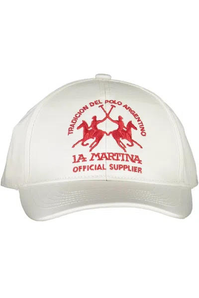 La Martina Elegant Viso Hat With Embroide Men's Logo In White