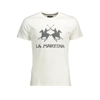 La Martina Elegant White Cotton Crew Neck Tee In Multi