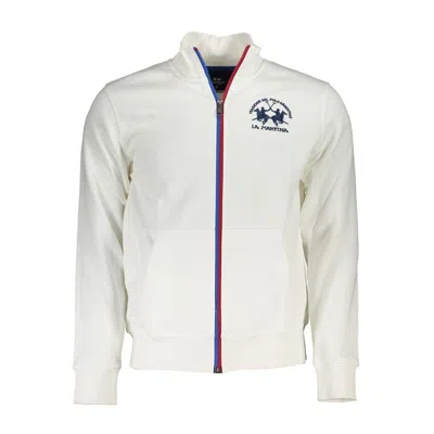 La Martina Elegant White Fleece Sweatshirt With Men's Embroidery