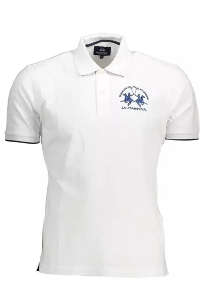 La Martina Elegant White Polo With Contrasting Embroidery