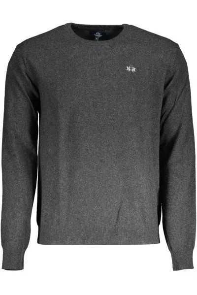 La Martina Elegant Wool-blend Men's Sweater In Grey