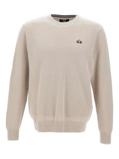 La Martina Embroidered-logo Sweater In Neutral
