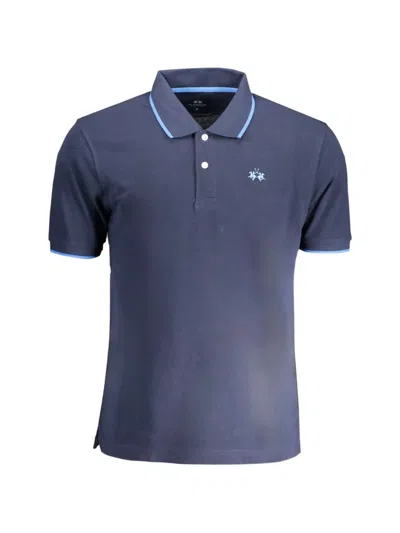 La Martina Embroidered-logo Piqué Polo Shirt In Blue