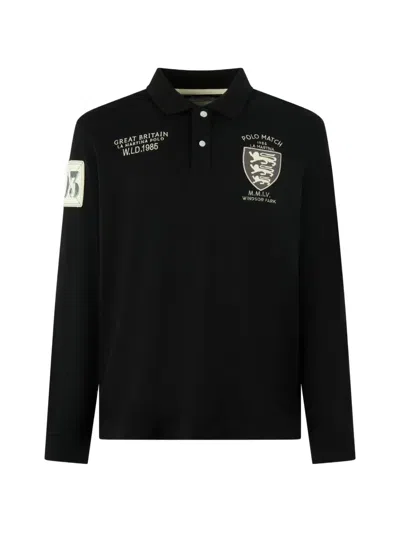 La Martina Engadine Logo-embroidered Piqué Polo Shirt In Black
