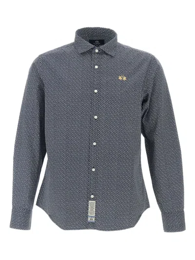 La Martina Graphic-print Cotton Shirt In Gray