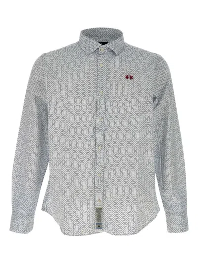 La Martina Graphic-print Cotton Shirt In Gray