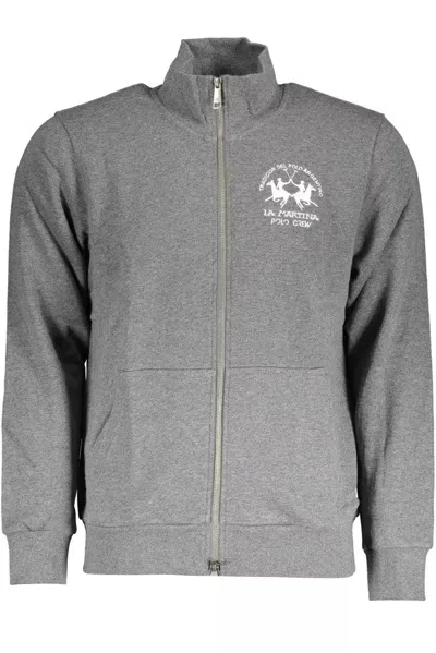 La Martina Logo-embroidered Zip-fastening Sweatshirt In Gray