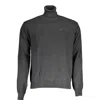 La Martina Elegant Black Turtleneck Sweater With Embroidery In Gray