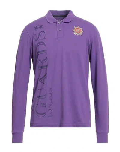 La Martina Guards Polo Club Man Polo Shirt Purple Size Xxl Cotton, Elastane